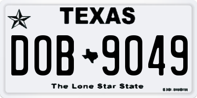 TX license plate DOB9049