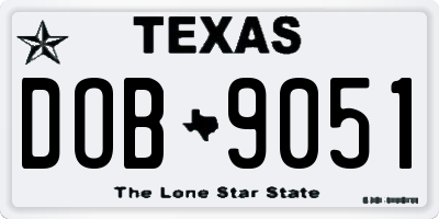TX license plate DOB9051