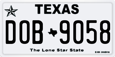 TX license plate DOB9058