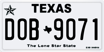 TX license plate DOB9071