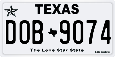 TX license plate DOB9074