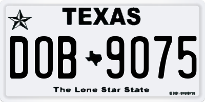 TX license plate DOB9075