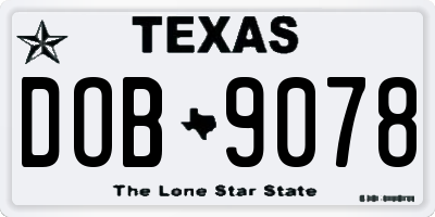 TX license plate DOB9078