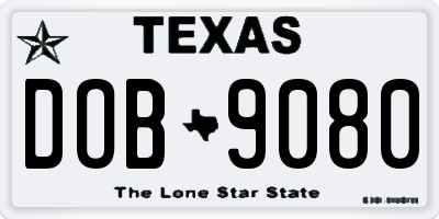 TX license plate DOB9080