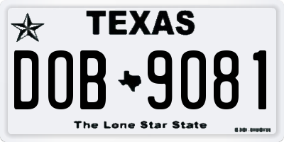 TX license plate DOB9081