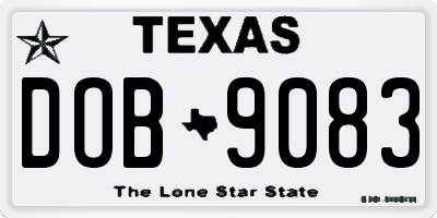 TX license plate DOB9083