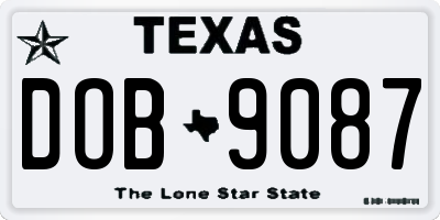TX license plate DOB9087