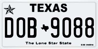 TX license plate DOB9088
