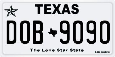 TX license plate DOB9090