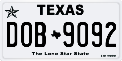 TX license plate DOB9092