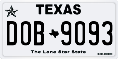 TX license plate DOB9093