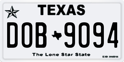 TX license plate DOB9094