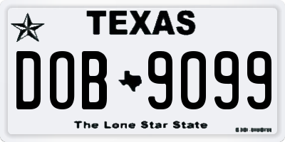TX license plate DOB9099