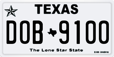TX license plate DOB9100