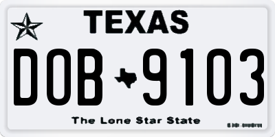 TX license plate DOB9103