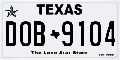 TX license plate DOB9104