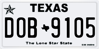 TX license plate DOB9105