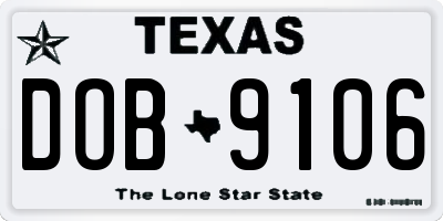 TX license plate DOB9106