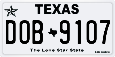 TX license plate DOB9107