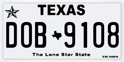TX license plate DOB9108