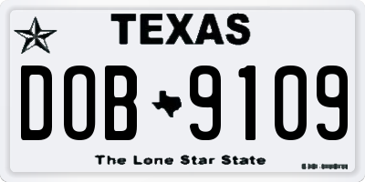 TX license plate DOB9109