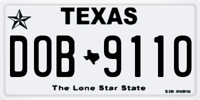TX license plate DOB9110