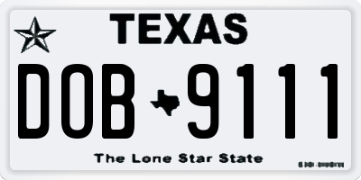 TX license plate DOB9111