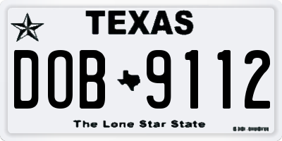 TX license plate DOB9112