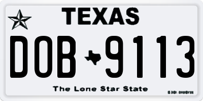 TX license plate DOB9113