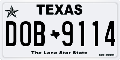 TX license plate DOB9114