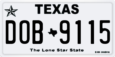 TX license plate DOB9115