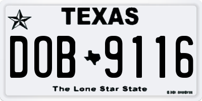 TX license plate DOB9116