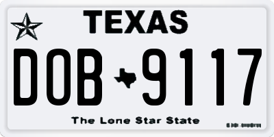 TX license plate DOB9117