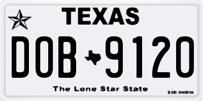 TX license plate DOB9120
