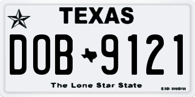 TX license plate DOB9121