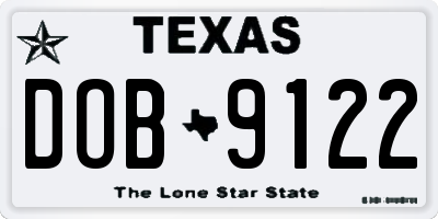 TX license plate DOB9122