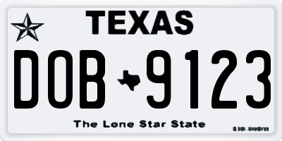 TX license plate DOB9123