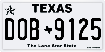 TX license plate DOB9125