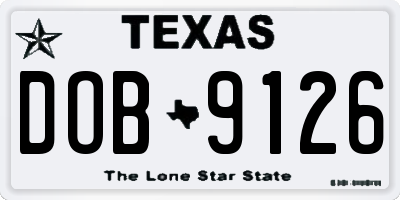 TX license plate DOB9126