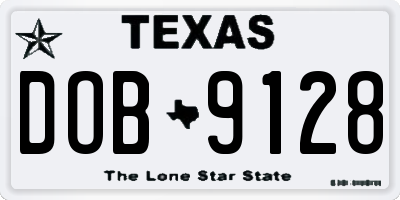 TX license plate DOB9128
