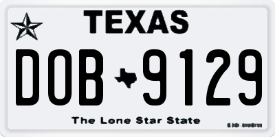 TX license plate DOB9129