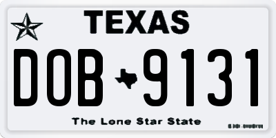 TX license plate DOB9131