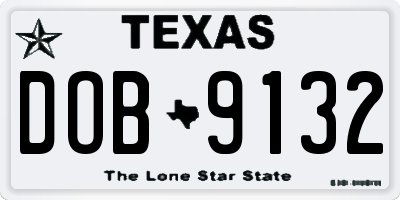 TX license plate DOB9132