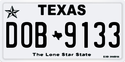 TX license plate DOB9133