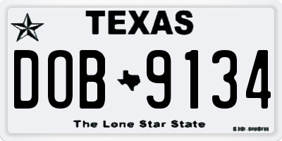 TX license plate DOB9134