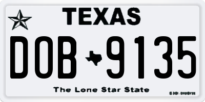 TX license plate DOB9135