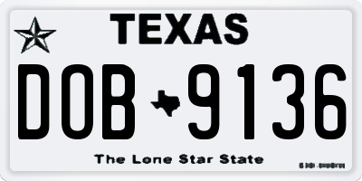 TX license plate DOB9136