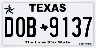 TX license plate DOB9137