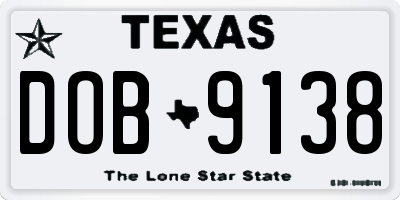 TX license plate DOB9138