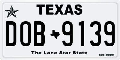 TX license plate DOB9139